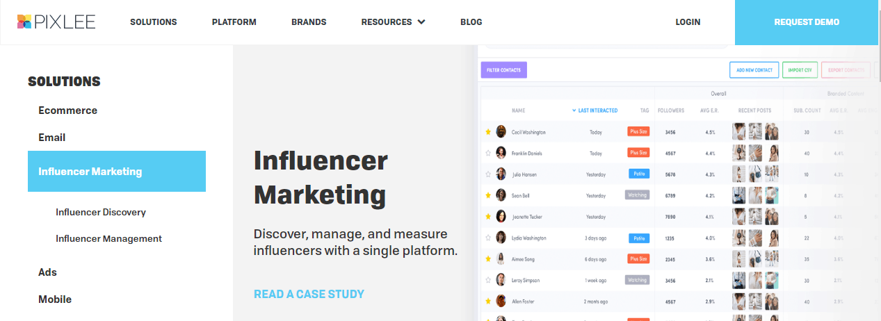 pixlee influencer management