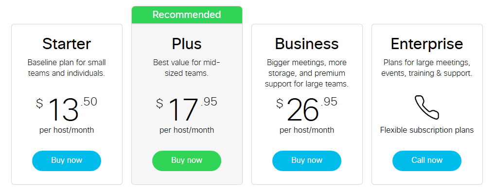 webex meetings pricing