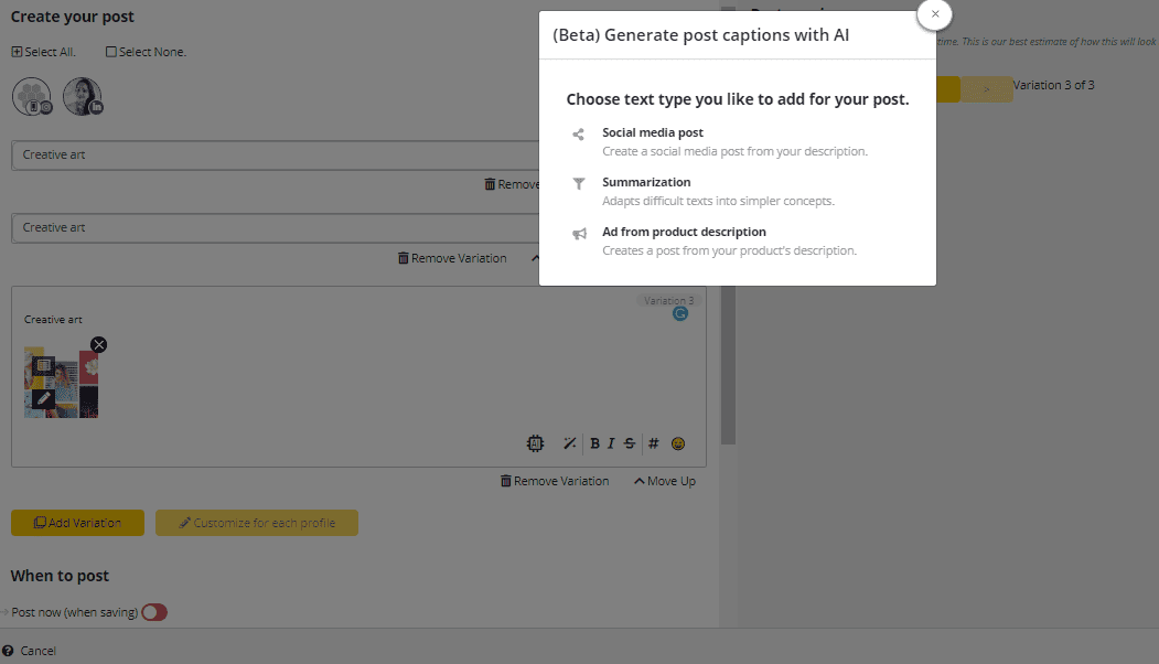 Picture9 SocialBee AI Post Generator