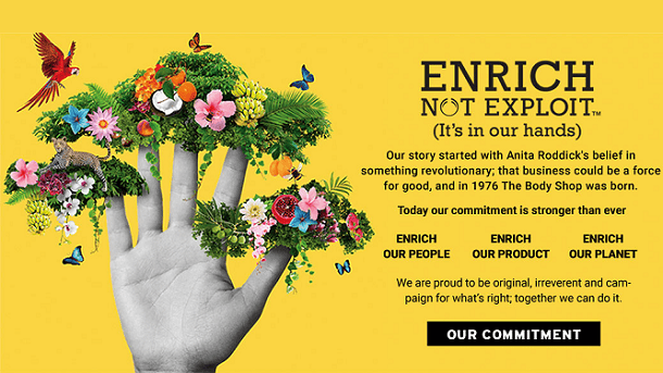 The Body Shop also uses social media to promote its sustainable products and its commitment to sustainability.
