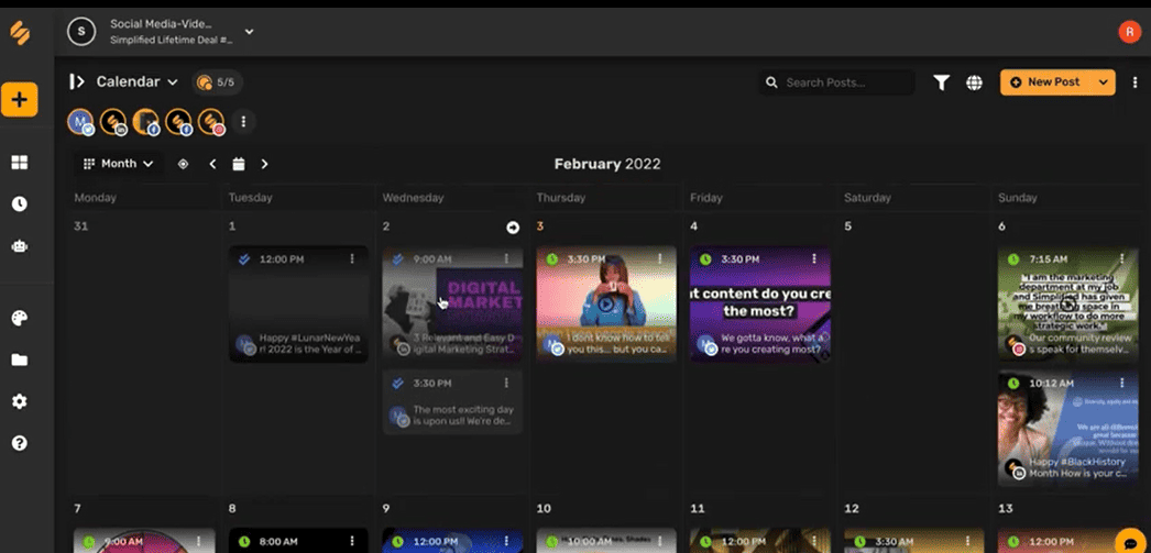 Simplified’s social media calendar 