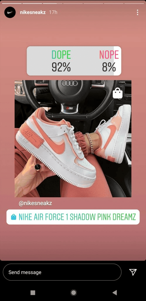 Nike uses polls on Instagram to ask questions about its products