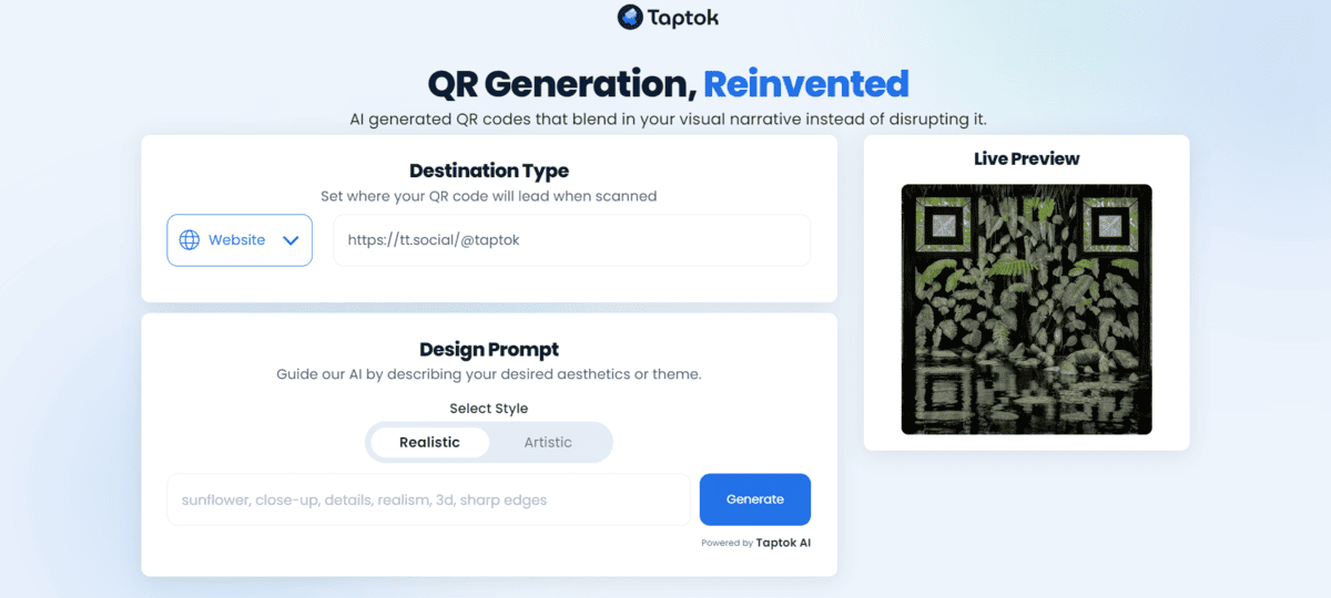 Taptok- Best QR Code Generator