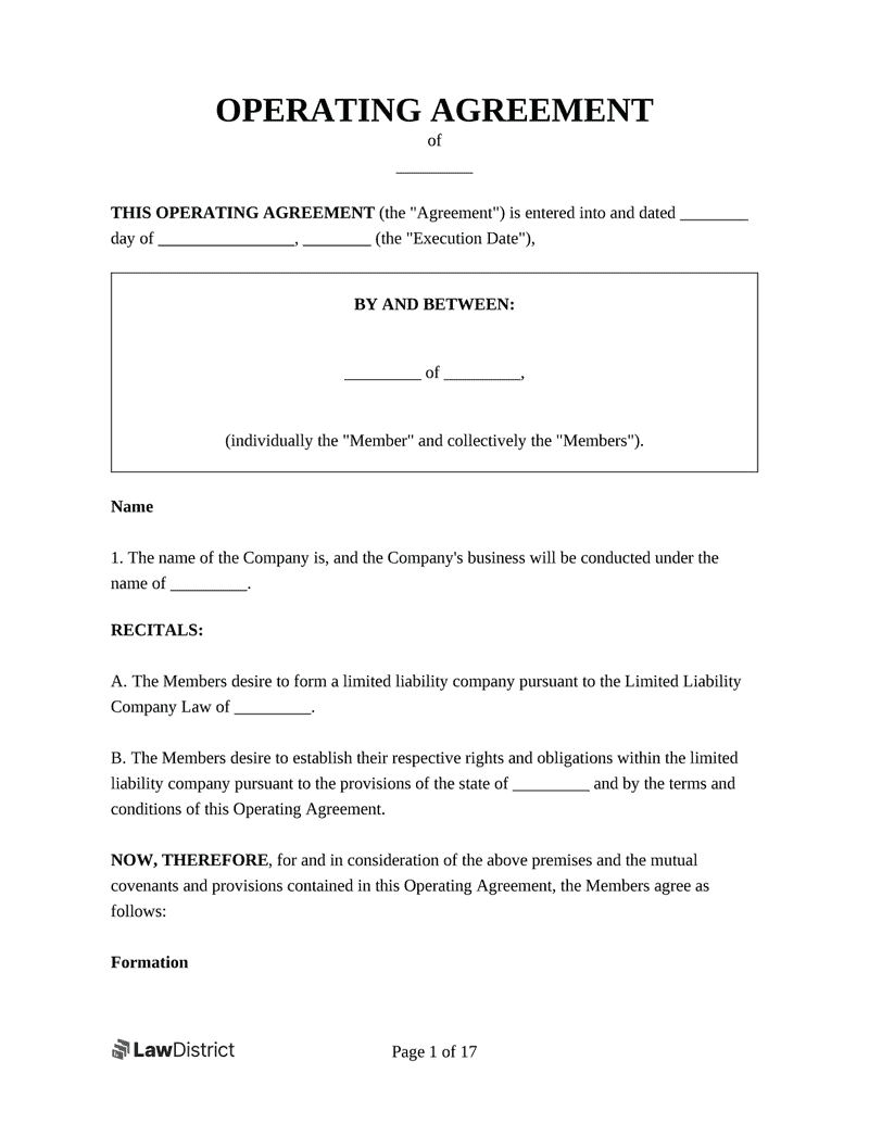 Operating Agreements (for LLCs)