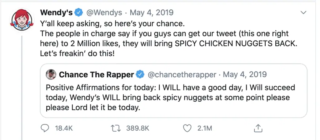 Wendy’s Tweet